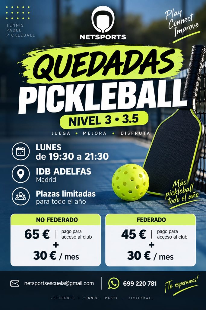 Pickleball en Retiro, quedadas semanales